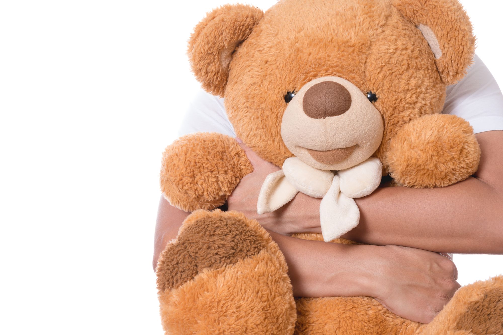 M Midsection Man Holding Stuffed Toy While Standing Against White Background