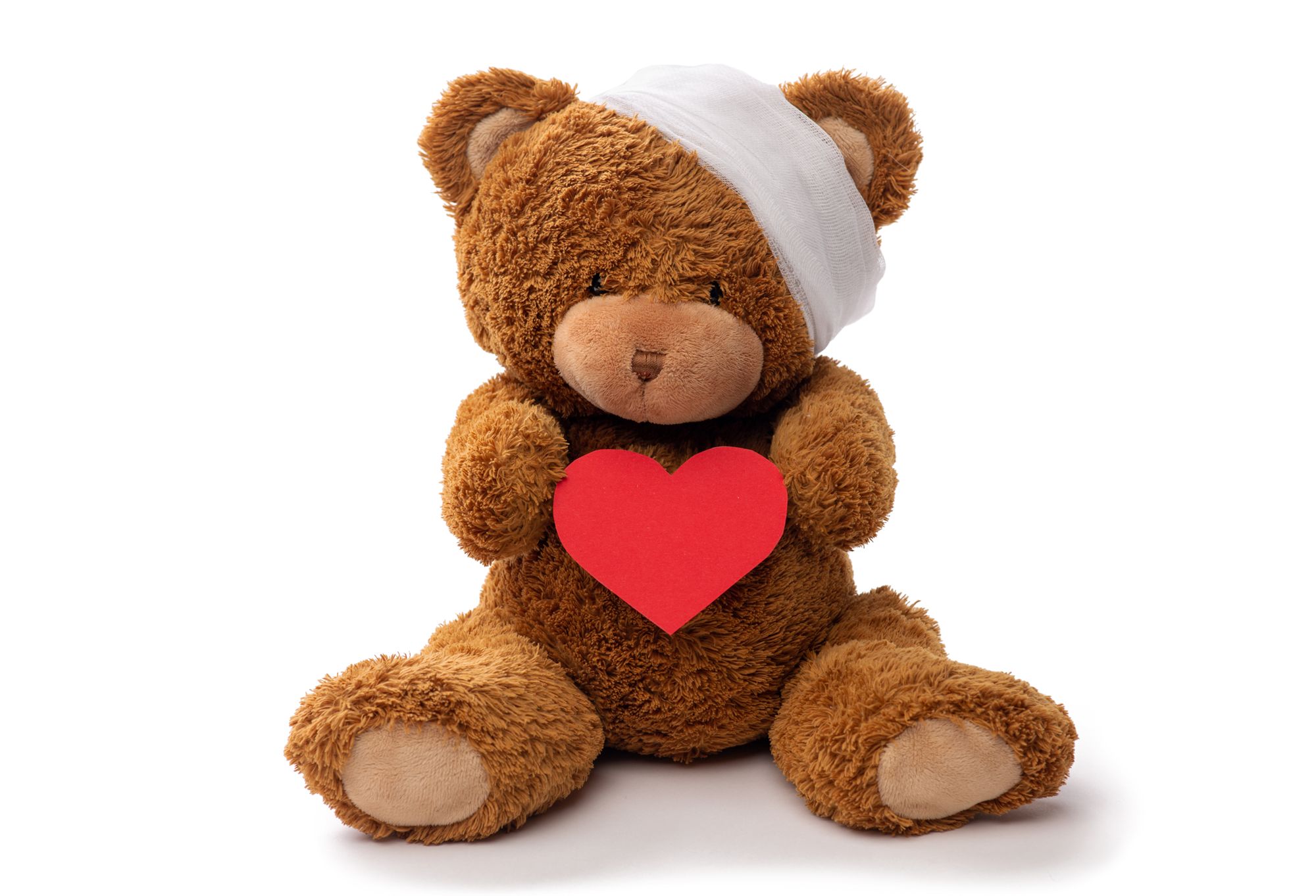 M Teddy Bear Toy With Bandaged Head Red Heart 1
